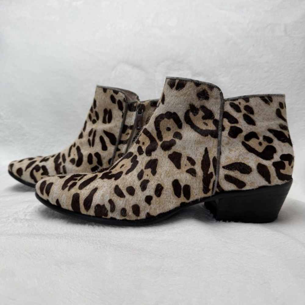 Sam Edelman Leopard Print Ankle Bootie Animal Hair Mob Wife Esthetic Glam‎ Edgy - Picture 10 of 16